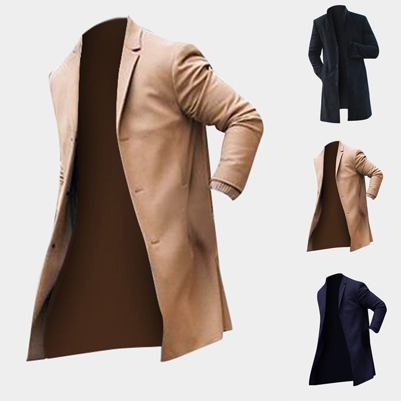 Winter Long Classic Overcoat Solid Slim Fit