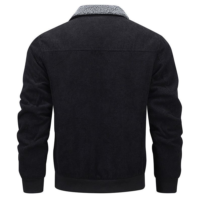Winter Lapel Fleece Jacket With Pockets Warm Thicken Cotton
