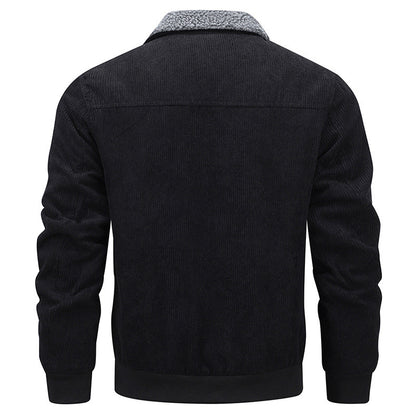 Winter Lapel Fleece Jacket With Pockets Warm Thicken Cotton